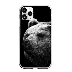 Чехол для iPhone 11 Pro Max матовый с принтом Медведь в городе Новоалтайск, Силикон |  | бурый | дикий | животное | медведь | россия | символ | тайги | фото | хищник | хозяин | черно белое