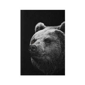 Обложка для паспорта матовая кожа с принтом Медведь в городе Новоалтайск, натуральная матовая кожа | размер 19,3 х 13,7 см; прозрачные пластиковые крепления | бурый | дикий | животное | медведь | россия | символ | тайги | фото | хищник | хозяин | черно белое