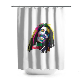 Штора 3D для ванной с принтом Bob Marley в городе Новоалтайск, 100% полиэстер | плотность материала — 100 г/м2. Стандартный размер — 146 см х 180 см. По верхнему краю — пластиковые люверсы для креплений. В комплекте 10 пластиковых колец | 2016 | арт | дизайн | зд | объем | поп | портреты