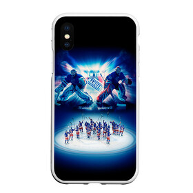 Чехол для iPhone XS Max матовый с принтом Нью-Йорк Рейнджерс в городе Новоалтайск, Силикон | Область печати: задняя сторона чехла, без боковых панелей | nhl | нхл | нью йорк рейнджерс | хоккеист | хоккей