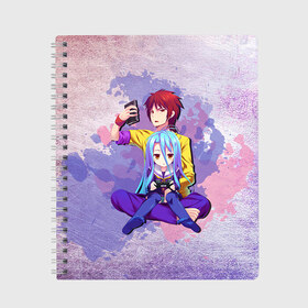 Тетрадь с принтом No Game No Life в городе Новоалтайск, 100% бумага | 48 листов, плотность листов — 60 г/м2, плотность картонной обложки — 250 г/м2. Листы скреплены сбоку удобной пружинной спиралью. Уголки страниц и обложки скругленные. Цвет линий — светло-серый
 | neet | no game | no game no life | no life | аниме | без игры нет жизни | игра на выживание | нет жизни | нет игры | нет игры нет жизни | соре | хики | хикикомори | хикки | хиккикомори | широ