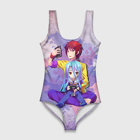 Купальник-боди 3D с принтом No Game No Life в городе Новоалтайск, 82% полиэстер, 18% эластан | Круглая горловина, круглый вырез на спине | neet | no game | no game no life | no life | аниме | без игры нет жизни | игра на выживание | нет жизни | нет игры | нет игры нет жизни | соре | хики | хикикомори | хикки | хиккикомори | широ