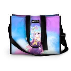 Сумка-шоппер 3D с принтом No Game No Life в городе Новоалтайск, 100% полиэстер | застегивается на металлическую кнопку; внутренний карман застегивается на молнию. Стенки укреплены специальным мягким материалом, чтобы защитить содержимое от несильных ударов
 | neet | no game | no game no life | no life | аниме | без игры нет жизни | игра на выживание | нет жизни | нет игры | нет игры нет жизни | соре | хики | хикикомори | хикки | хиккикомори | широ