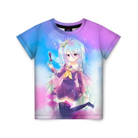 Детская футболка 3D с принтом No Game No Life в городе Новоалтайск, 100% гипоаллергенный полиэфир | прямой крой, круглый вырез горловины, длина до линии бедер, чуть спущенное плечо, ткань немного тянется | neet | no game | no game no life | no life | аниме | без игры нет жизни | игра на выживание | нет жизни | нет игры | нет игры нет жизни | соре | хики | хикикомори | хикки | хиккикомори | широ