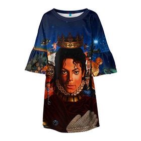 Детское платье 3D с принтом Michael Jackson в городе Новоалтайск, 100% полиэстер | прямой силуэт, чуть расширенный к низу. Круглая горловина, на рукавах — воланы | Тематика изображения на принте: майкл джексон