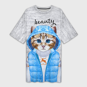 Платье-футболка 3D с принтом Модная киска в городе Новоалтайск,  |  | baby | beauty | cat | ketty | sweet | девушке | киска | кошка | мода | модная | сладкая | чика
