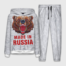 Женский костюм 3D (с толстовкой) с принтом made in Russia в городе Новоалтайск,  |  | bear | made | made in russia | russia | злой | медведь | пасть | русский | я | я русский