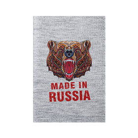 Обложка для паспорта матовая кожа с принтом made in Russia в городе Новоалтайск, натуральная матовая кожа | размер 19,3 х 13,7 см; прозрачные пластиковые крепления | bear | made | made in russia | russia | злой | медведь | пасть | русский | я | я русский
