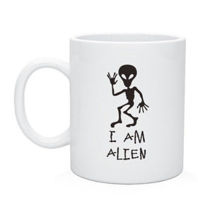 Кружка с принтом Alien в городе Новоалтайск, керамика | объем — 330 мл, диаметр — 80 мм. Принт наносится на бока кружки, можно сделать два разных изображения | Тематика изображения на принте: инопланетянин | нло | прикол | пришелец | юмор