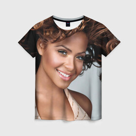 Женская футболка 3D с принтом Кристина Милиан в городе Новоалтайск, 100% полиэфир ( синтетическое хлопкоподобное полотно) | прямой крой, круглый вырез горловины, длина до линии бедер | 