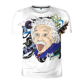 Мужская футболка 3D спортивная с принтом Einstein в городе Новоалтайск, 100% полиэстер с улучшенными характеристиками | приталенный силуэт, круглая горловина, широкие плечи, сужается к линии бедра | einstein | emc2 | наука | теория | физика | эйнштейн
