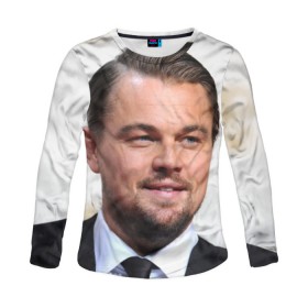 Женский лонгслив 3D с принтом Leonardo Dicaprio в городе Новоалтайск, 100% полиэстер | длинные рукава, круглый вырез горловины, полуприлегающий силуэт | dicaprio | oscar | ди | дикаприо | каприо | леонардо