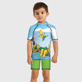 Детский купальный костюм 3D с принтом The simpsons в городе Новоалтайск, Полиэстер 85%, Спандекс 15% | застежка на молнии на спине | 