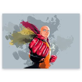Поздравительная открытка с принтом One-punch man в городе Новоалтайск, 100% бумага | плотность бумаги 280 г/м2, матовая, на обратной стороне линовка и место для марки
 | anime | one punch man one punch man | аниме | анимешка | ван пач ман | ван пач мен | ванпанчман | ванпанчмен | ванпачман | ванпачмен | генос | манга | саитама | сайтама