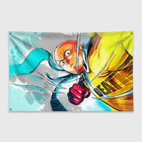 Флаг-баннер с принтом One punch man в городе Новоалтайск, 100% полиэстер | размер 67 х 109 см, плотность ткани — 95 г/м2; по краям флага есть четыре люверса для крепления | anime | ван пач ман | ван пач мен | ванпанчман | ванпанчмен | ванпачман | ванпачмен | сайтама