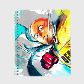 Тетрадь с принтом One punch man в городе Новоалтайск, 100% бумага | 48 листов, плотность листов — 60 г/м2, плотность картонной обложки — 250 г/м2. Листы скреплены сбоку удобной пружинной спиралью. Уголки страниц и обложки скругленные. Цвет линий — светло-серый
 | anime | ван пач ман | ван пач мен | ванпанчман | ванпанчмен | ванпачман | ванпачмен | сайтама