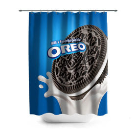 Штора 3D для ванной с принтом Oreo в городе Новоалтайск, 100% полиэстер | плотность материала — 100 г/м2. Стандартный размер — 146 см х 180 см. По верхнему краю — пластиковые люверсы для креплений. В комплекте 10 пластиковых колец | oreo | орео | печенье | сладости
