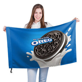 Флаг 3D с принтом Oreo в городе Новоалтайск, 100% полиэстер | плотность ткани — 95 г/м2, размер — 67 х 109 см. Принт наносится с одной стороны | oreo | орео | печенье | сладости