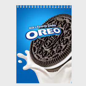 Скетчбук с принтом Oreo в городе Новоалтайск, 100% бумага
 | 48 листов, плотность листов — 100 г/м2, плотность картонной обложки — 250 г/м2. Листы скреплены сверху удобной пружинной спиралью | oreo | орео | печенье | сладости