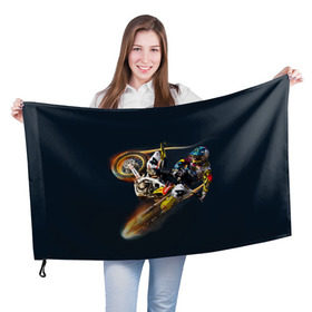 Флаг 3D с принтом Motorcycle Racing в городе Новоалтайск, 100% полиэстер | плотность ткани — 95 г/м2, размер — 67 х 109 см. Принт наносится с одной стороны | motocross | motorcycle racing | мотоцикл