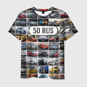 Мужская футболка 3D с принтом Крутые тачки (50 RUS) в городе Новоалтайск, 100% полиэфир | прямой крой, круглый вырез горловины, длина до линии бедер | Тематика изображения на принте: 150 | 190 | 50 rus | 750 | 790 | 90 | блатной номер | госномер | дорогие машины | крутые тачки | лучшие авто | московская область | спортивные автомобили | спорткары
