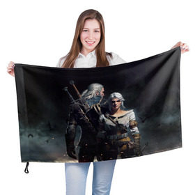Флаг 3D с принтом Geralt and Ciri в городе Новоалтайск, 100% полиэстер | плотность ткани — 95 г/м2, размер — 67 х 109 см. Принт наносится с одной стороны | ciri | gerald | roach | wild hunt | witcher | ведьмак | ведьмы | геральд | дикая охота | йен | йеннифер | плотва | цири