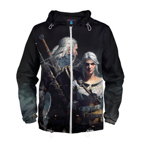 Мужская ветровка 3D с принтом Geralt and Ciri в городе Новоалтайск, 100% полиэстер | подол и капюшон оформлены резинкой с фиксаторами, два кармана без застежек по бокам, один потайной карман на груди | ciri | gerald | roach | wild hunt | witcher | ведьмак | ведьмы | геральд | дикая охота | йен | йеннифер | плотва | цири