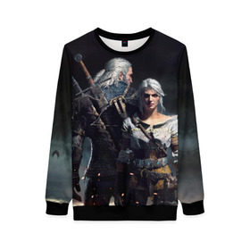 Женский свитшот 3D с принтом Geralt and Ciri в городе Новоалтайск, 100% полиэстер с мягким внутренним слоем | круглый вырез горловины, мягкая резинка на манжетах и поясе, свободная посадка по фигуре | ciri | gerald | roach | wild hunt | witcher | ведьмак | ведьмы | геральд | дикая охота | йен | йеннифер | плотва | цири