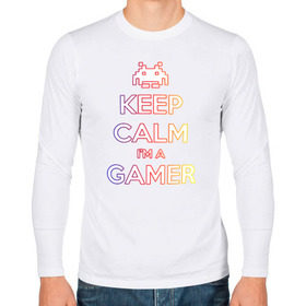 Мужской лонгслив хлопок с принтом KeepCalm im a Gamer | Градиент в городе Новоалтайск, 100% хлопок |  | csgo | dota2 | game | keepcalm | keepcalm im a gamergamer