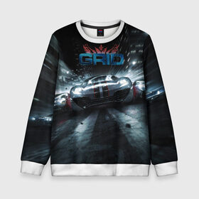Детский свитшот 3D с принтом GRID в городе Новоалтайск, 100% полиэстер | свободная посадка, прямой крой, мягкая тканевая резинка на рукавах и понизу свитшота | Тематика изображения на принте: grid | nfs | авто | гонки | игра