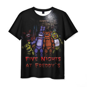 Мужская футболка 3D с принтом Five Nights At Freddy`s в городе Новоалтайск, 100% полиэфир | прямой крой, круглый вырез горловины, длина до линии бедер | five nights at freddys | five nights at freddys по мотивам игрыfreddy | игры | мишка | фнаф | фредди