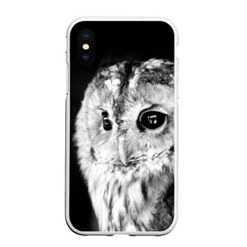 Чехол для iPhone XS Max матовый Сова: в городе Новоалтайск, Силикон | Область печати: задняя сторона чехла, без боковых панелей | ночь | ночьная | птица | сова | фото | хищник | черно белое