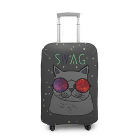 Чехол для чемодана 3D с принтом Swag Cat в городе Новоалтайск, 86% полиэфир, 14% спандекс | двустороннее нанесение принта, прорези для ручек и колес | кот | свэг