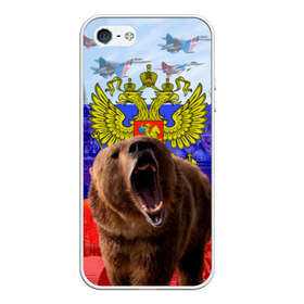 Чехол для iPhone 5/5S матовый с принтом Русский медведь и герб в городе Новоалтайск, Силикон | Область печати: задняя сторона чехла, без боковых панелей | герб | медведь | россия | русский | русский медведь