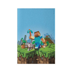 Обложка для паспорта матовая кожа с принтом Minecraft в городе Новоалтайск, натуральная матовая кожа | размер 19,3 х 13,7 см; прозрачные пластиковые крепления | minecraft | игры | майнкрафт
