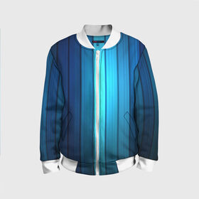 Детский бомбер 3D с принтом Blue lines в городе Новоалтайск, 100% полиэстер | застегивается на молнию, по бокам два кармана без застежек, мягкие манжеты, по низу бомбера и на воротнике — эластичная резинка | Тематика изображения на принте: абстракт lines blue