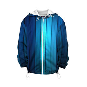 Детская куртка 3D с принтом Blue lines в городе Новоалтайск, 100% полиэстер | застежка — молния, подол и капюшон оформлены резинкой с фиксаторами, по бокам — два кармана без застежек, один потайной карман на груди, плотность верхнего слоя — 90 г/м2; плотность флисового подклада — 260 г/м2 | Тематика изображения на принте: абстракт lines blue