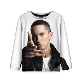 Детский лонгслив 3D с принтом Eminem в городе Новоалтайск, 100% полиэстер | длинные рукава, круглый вырез горловины, полуприлегающий силуэт
 | Тематика изображения на принте: eminem | music | rap | usa | музыка | рэп | сша | эминем