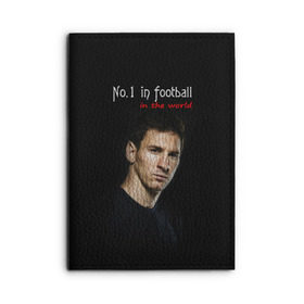 Обложка для автодокументов с принтом No.1 in football in the world в городе Новоалтайск, натуральная кожа |  размер 19,9*13 см; внутри 4 больших “конверта” для документов и один маленький отдел — туда идеально встанут права | Тематика изображения на принте: barselona | messi | барселона | лучший | месси | футбол