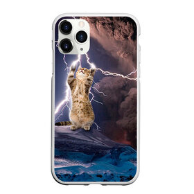 Чехол для iPhone 11 Pro матовый Кот и молния: в городе Новоалтайск, Силикон | | буря | гроза | кот | котенок | молния | облака