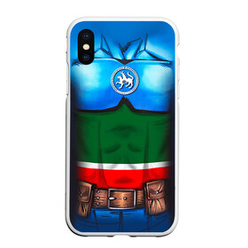 Чехол для iPhone XS Max матовый с принтом Капитан Татарстан в городе Новоалтайск, Силикон | Область печати: задняя сторона чехла, без боковых панелей | Тематика изображения на принте: капитан | супергерой | татарин | татарка | татарстан | флаг