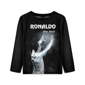 Детский лонгслив 3D с принтом RONALDO the best в городе Новоалтайск, 100% полиэстер | длинные рукава, круглый вырез горловины, полуприлегающий силуэт
 | Тематика изображения на принте: real madrid | ronaldo | реал | роналдо | футбол