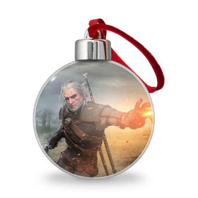 Ёлочный шар с принтом Igni в городе Новоалтайск, Пластик | Диаметр: 77 мм | gerald | wild hunt | witcher | ведьмак | геральд | дикая охота