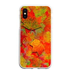Чехол для iPhone XS Max матовый с принтом Лист клёна в городе Новоалтайск, Силикон | Область печати: задняя сторона чехла, без боковых панелей | Тематика изображения на принте: дождь | листопад | осень