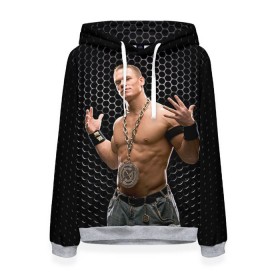 Женская толстовка 3D с принтом John Cena в городе Новоалтайск, 100% полиэстер  | двухслойный капюшон со шнурком для регулировки, мягкие манжеты на рукавах и по низу толстовки, спереди карман-кенгуру с мягким внутренним слоем. | john cena | wwe чемпион | джон сина