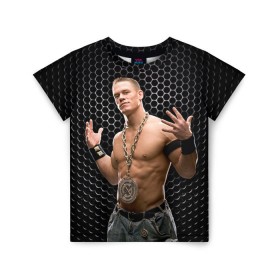 Детская футболка 3D с принтом John Cena в городе Новоалтайск, 100% гипоаллергенный полиэфир | прямой крой, круглый вырез горловины, длина до линии бедер, чуть спущенное плечо, ткань немного тянется | Тематика изображения на принте: john cena | wwe чемпион | джон сина