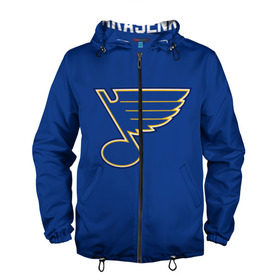 Мужская ветровка 3D с принтом Saint louis blues Tarasenko 91 в городе Новоалтайск, 100% полиэстер | подол и капюшон оформлены резинкой с фиксаторами, два кармана без застежек по бокам, один потайной карман на груди | saint louis blues | tarasenko | тарасенко