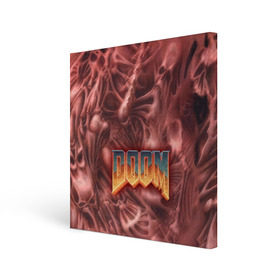 Холст квадратный с принтом Doom (Classic) в городе Новоалтайск, 100% ПВХ |  | 90 | олдскул | скелет | череп