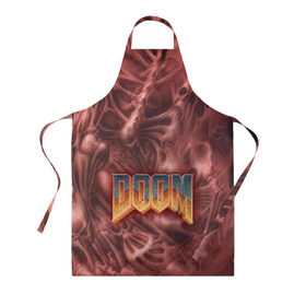 Фартук 3D с принтом Doom (Classic) в городе Новоалтайск, 100% полиэстер | общий размер — 65 х 85 см, ширина нагрудника — 26 см, горловина — 53 см, длина завязок — 54 см, общий обхват в поясе — 173 см. Принт на завязках и на горловине наносится с двух сторон, на основной части фартука — только с внешней стороны | 90 | олдскул | скелет | череп