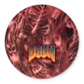 Коврик круглый с принтом Doom (Classic) в городе Новоалтайск, резина и полиэстер | круглая форма, изображение наносится на всю лицевую часть | 90 | олдскул | скелет | череп